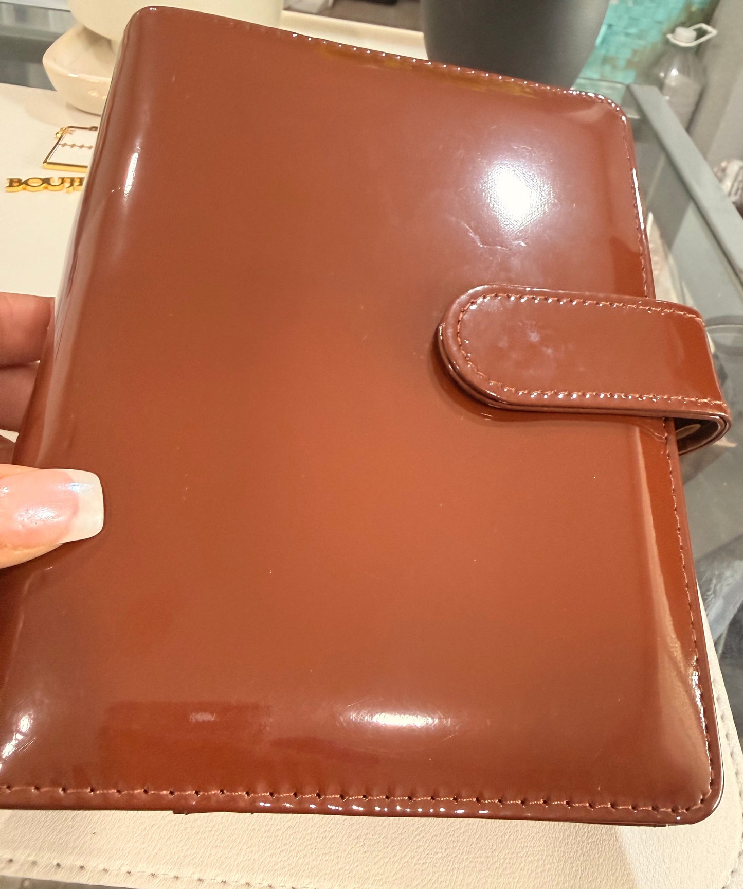 The Haze | A6 Personal Patent Leather Budget Binder with Gold Rings