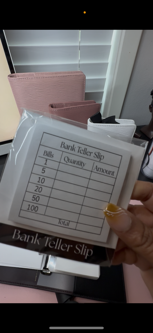 Cash Teller Slip Notepad – Cash Stuffing Budget Insert for Bank Withdrawals