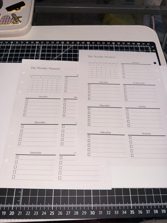 Weekly Planner Inserts A5 | Undated Weekly Planner Refill