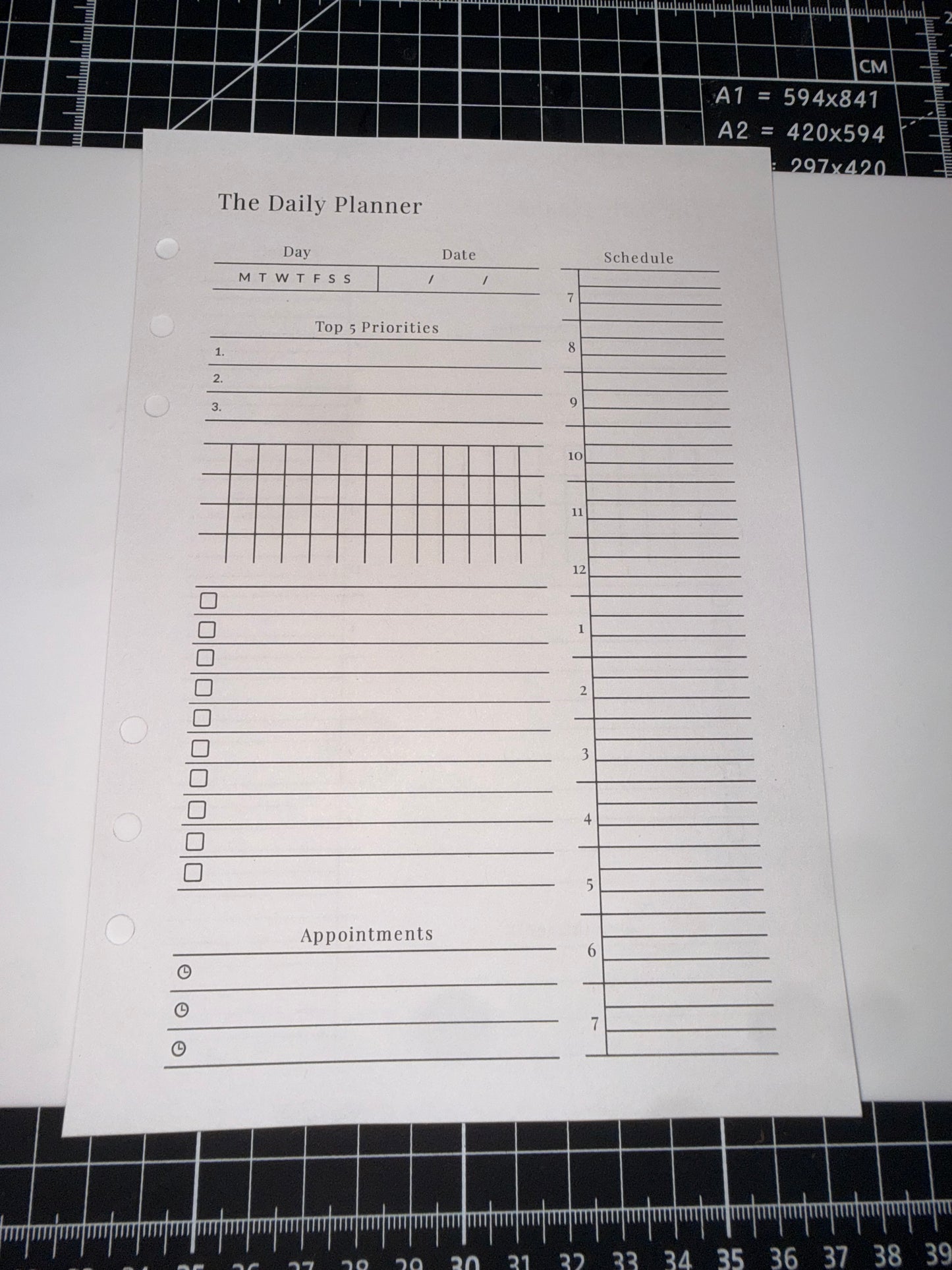 Daily Planner Inserts A5 | Undated Daily Planner Refill