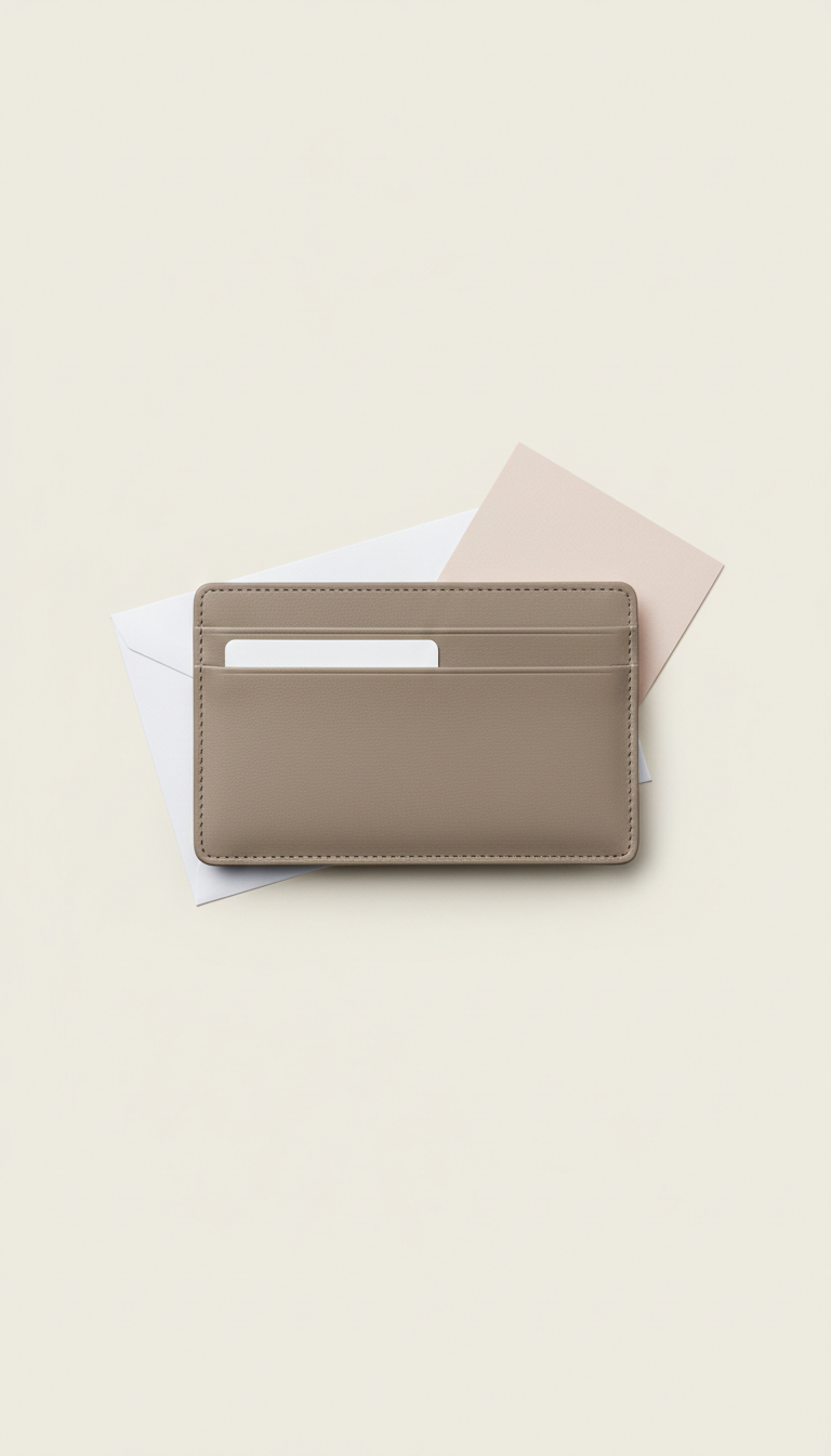 Taupe Faux Leather Card Holder