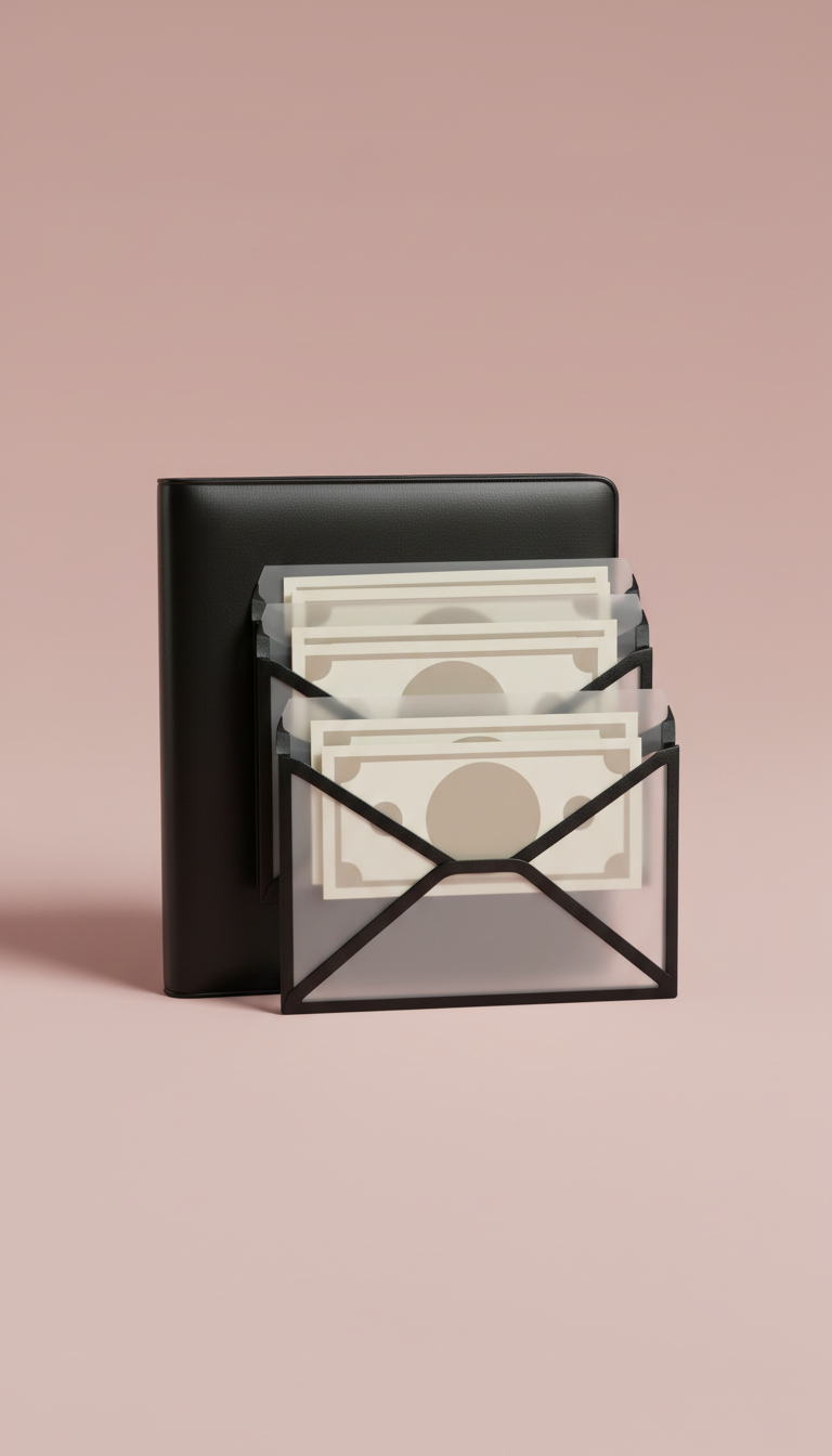 Satin Black Cash Envelope Set