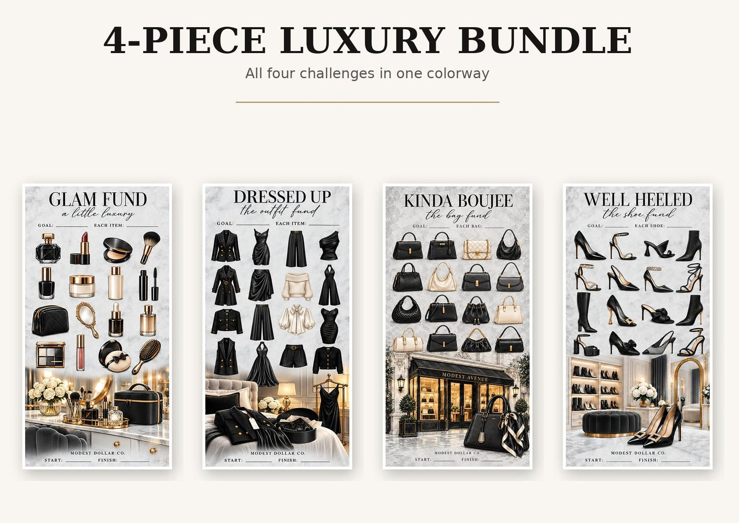 Black Luxury Savings Challenge four-piece bundle, centered