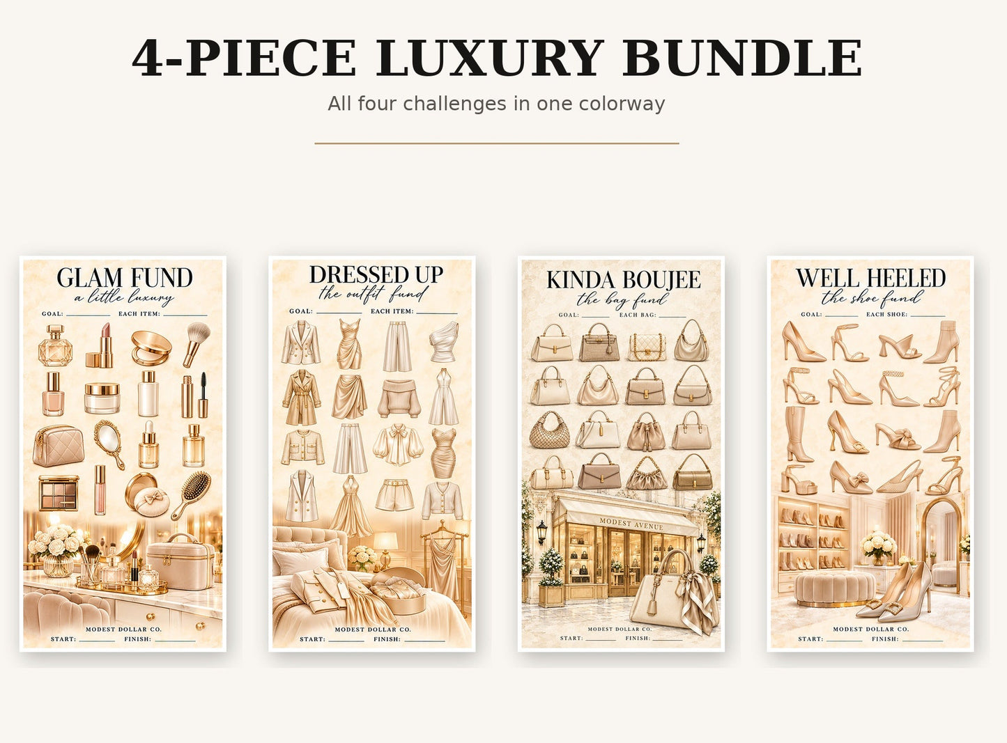 Ivory Luxury Savings Challenge four-piece bundle, centered